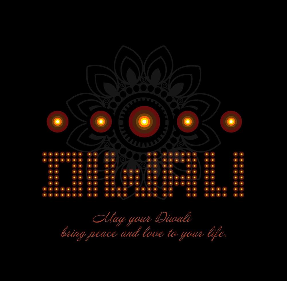 Diwali wishing greetings with diya's lettering. vector