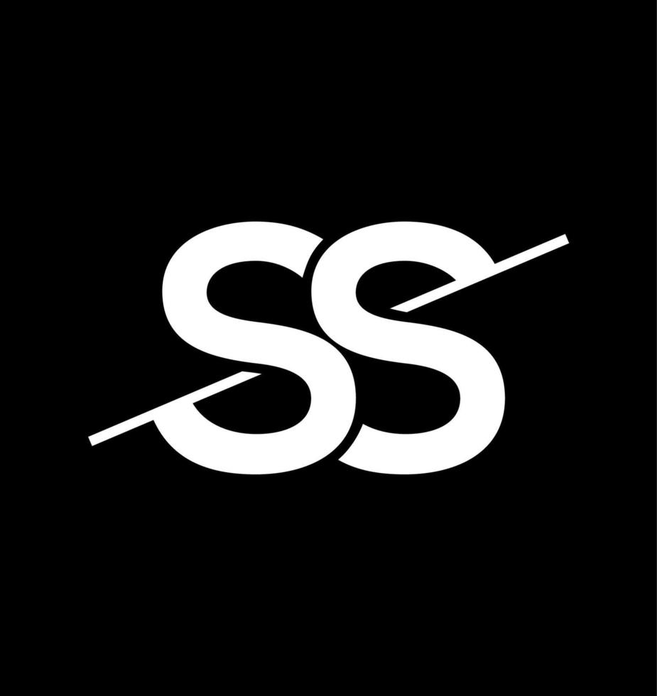 SS monogram with crossing line on black background vector