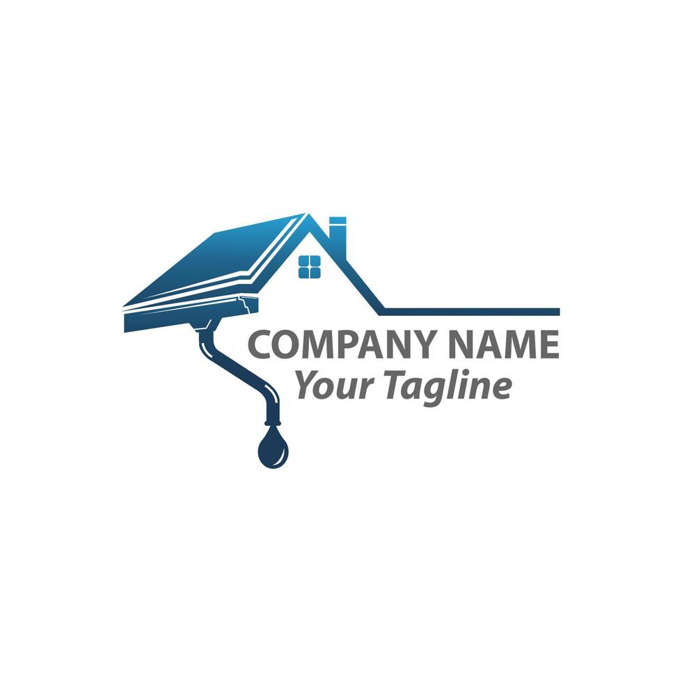 house roof gutter logo design. home pipe installation vector template illustration