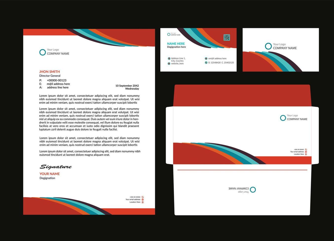 Corporate business identity, stationary design template vector