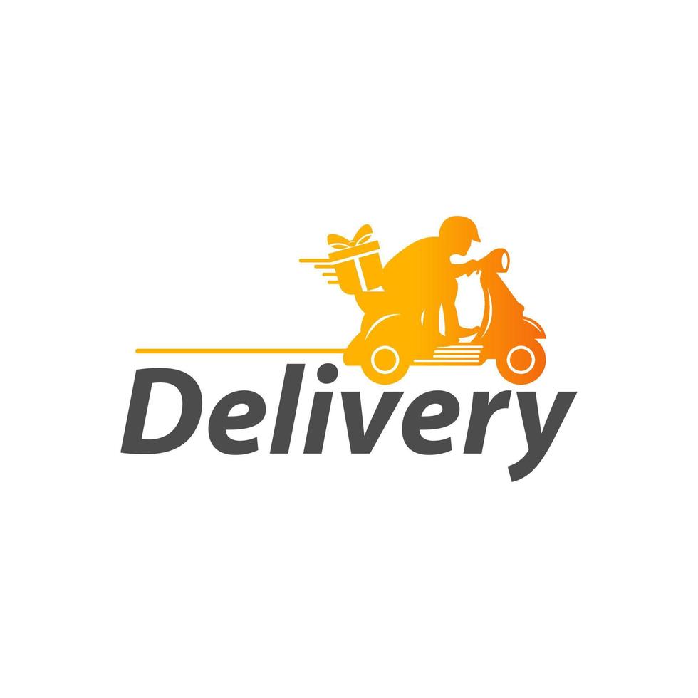 Motorbike Delivery Man Logo. Icon Symbol Vector Template.