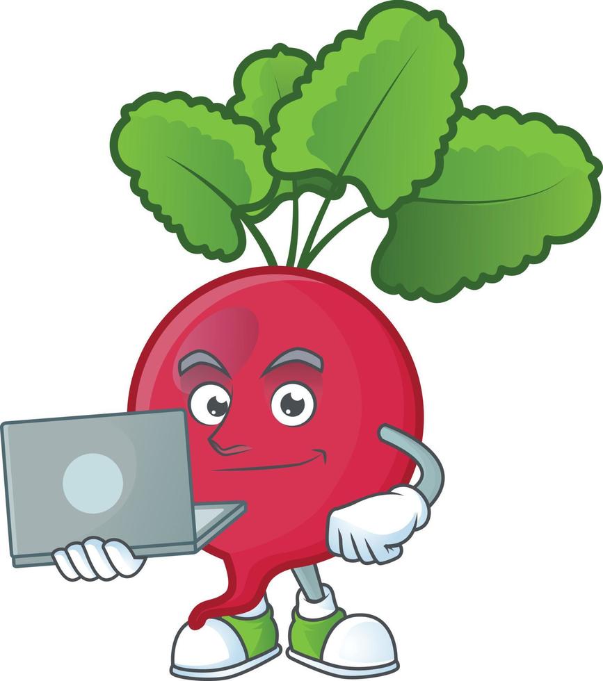 Red Radish cartoon character style vector