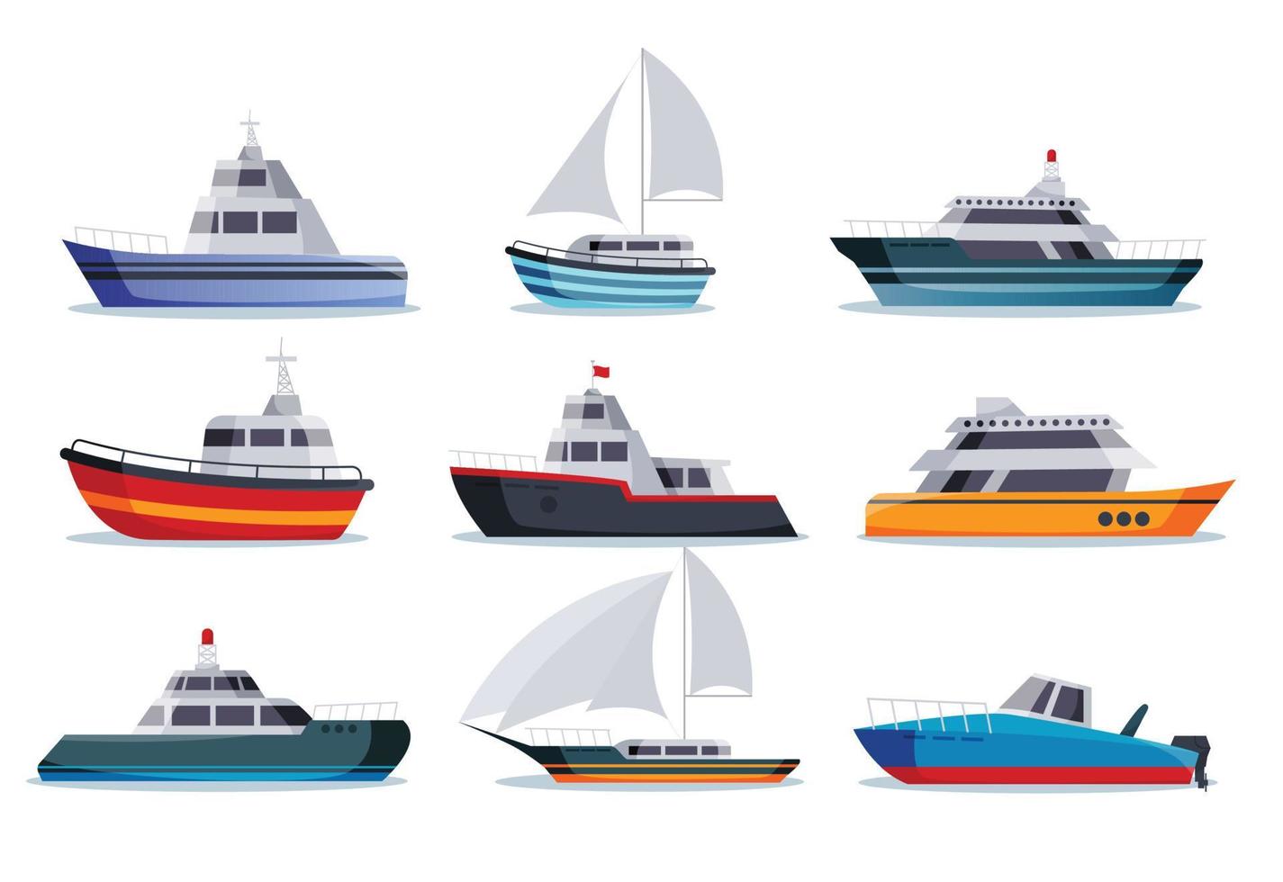 sea ships isolated in flat style vector illustration