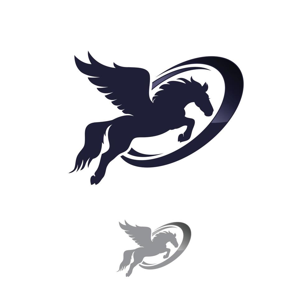 flying winged pegasus horse - black vector outline of greek mythology inspiration symbol