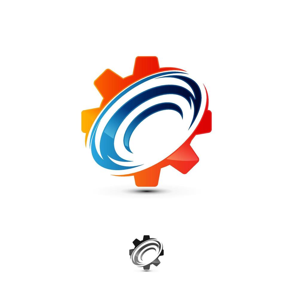 Best creative, fun and colorful gear with orbit rings. Technology orbit web rings symbol concept design. Vector illustration EPS.10