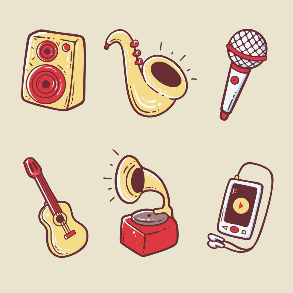 Handrawn Doodle Icon With Music Theme vector