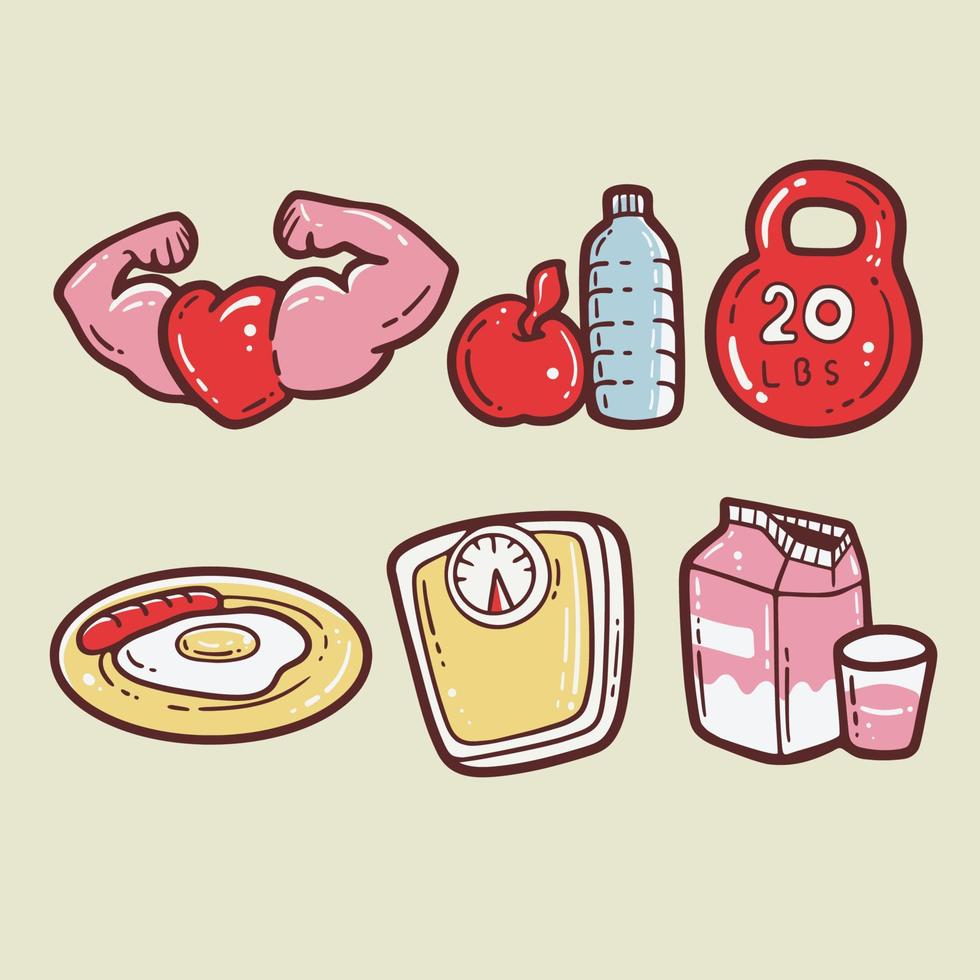 Handrawn Doodle Icon With Healthy Life Style Theme vector