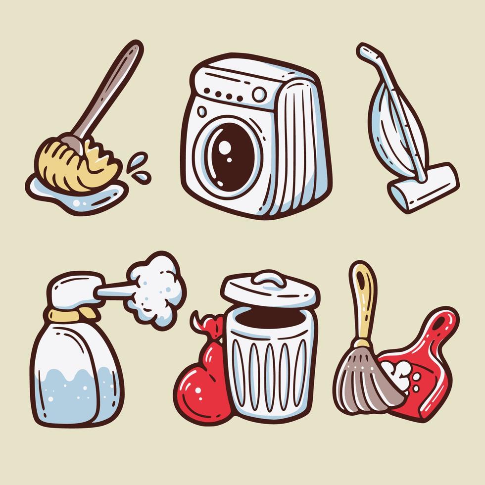 Handrawn Doodle Icon With Cleaning Theme vector