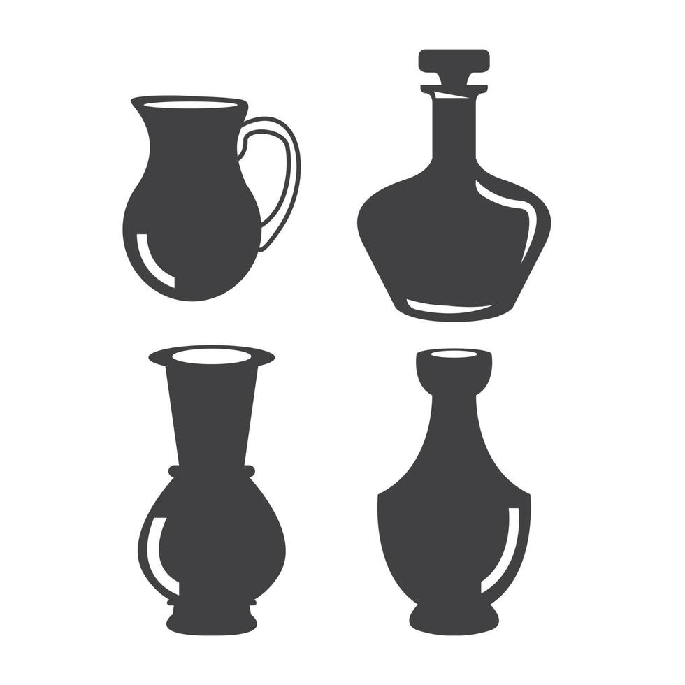 conjunto de iconos de jarrón aislado sobre fondo blanco de la colección de decoración del hogar vector