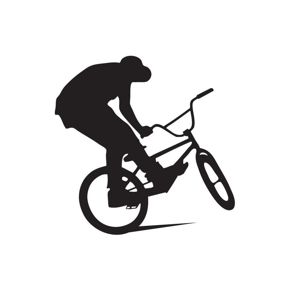 silueta abstracta de un ciclista de bmx en el fondo blanco de partículas vector