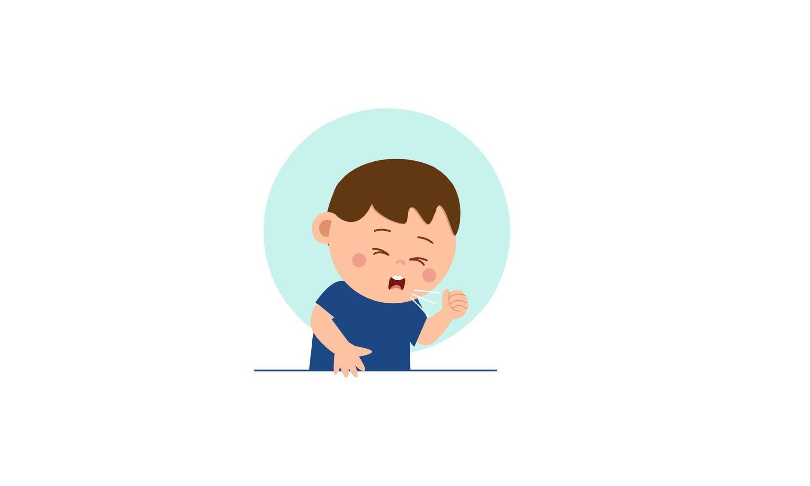 Kid character sneezing and coughing illustration vector