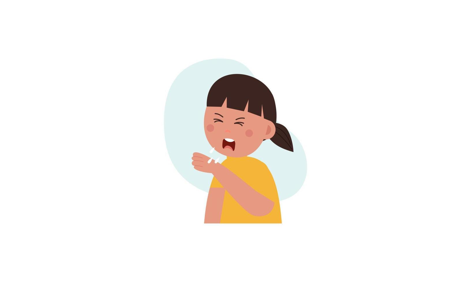 Kid character sneezing and coughing illustration vector