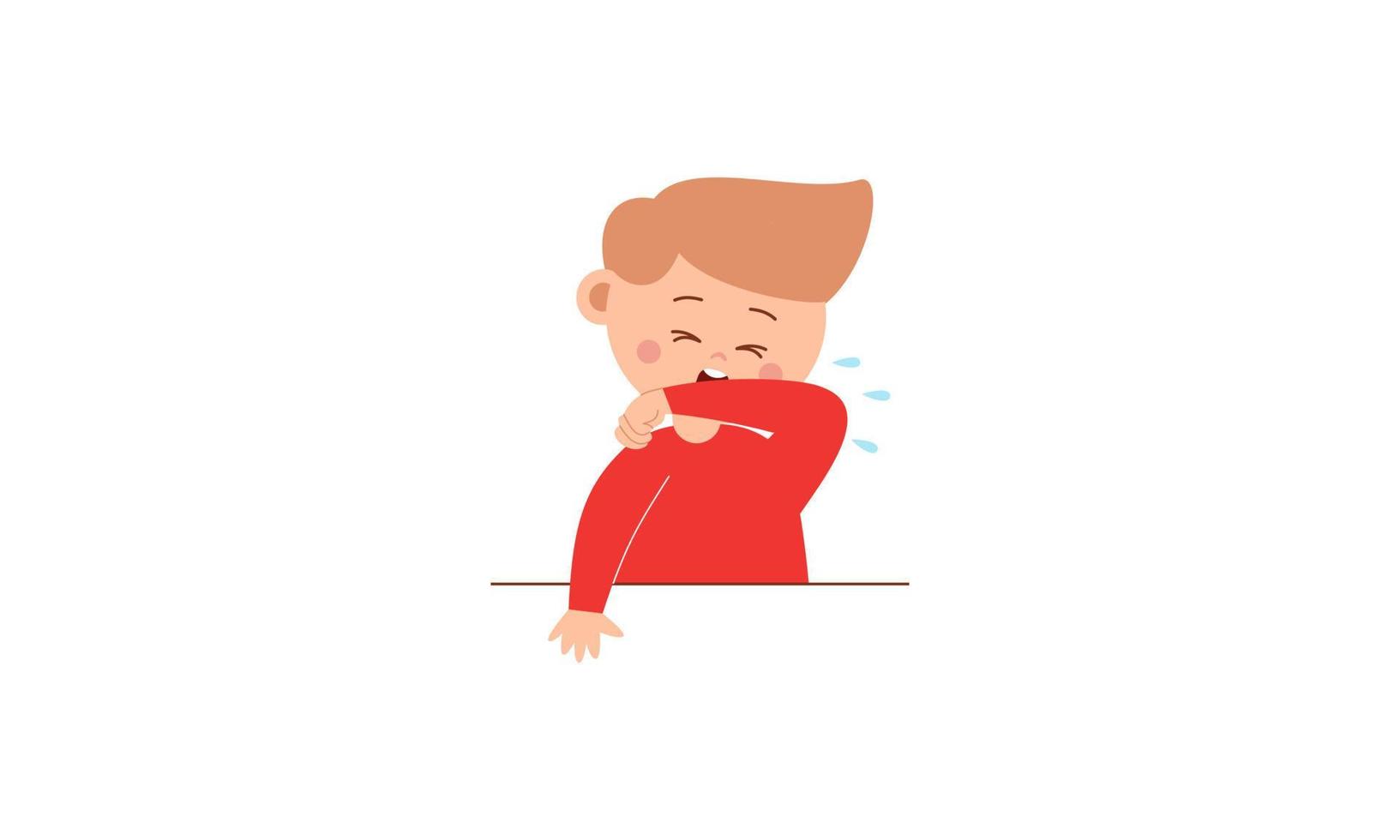 Kid character sneezing and coughing illustration vector