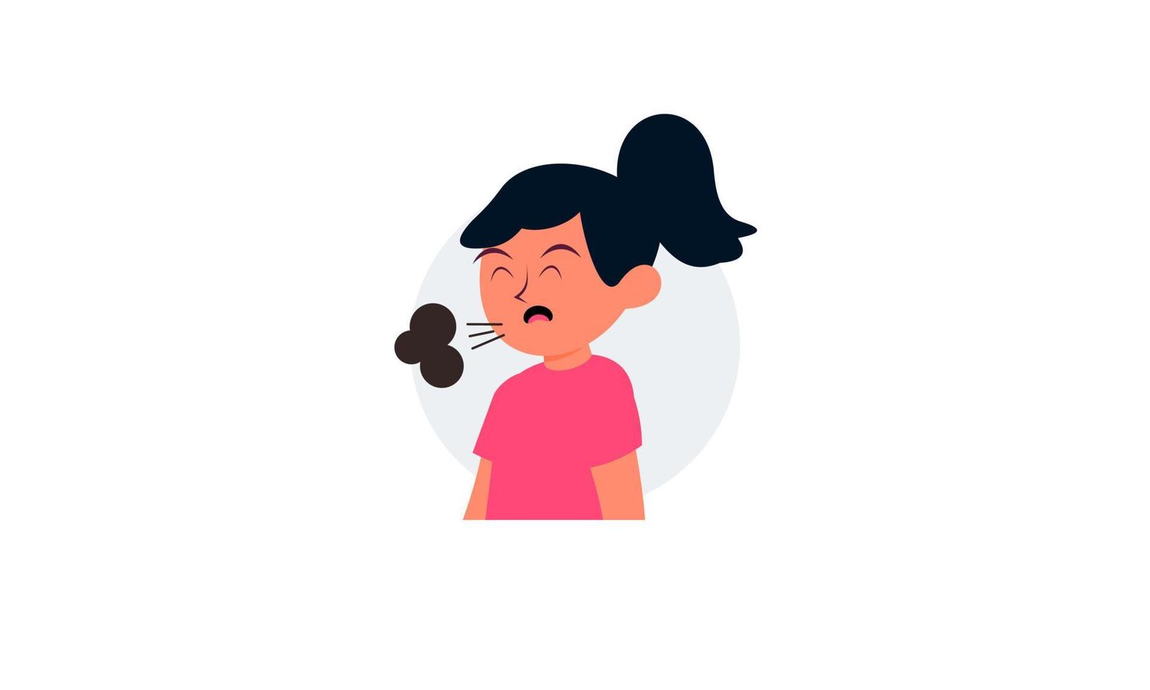 Kid character sneezing and coughing illustration vector