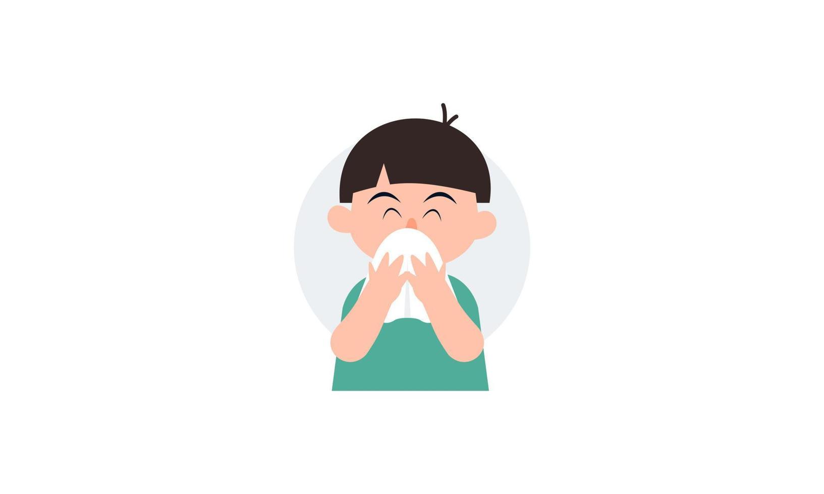 Kid character sneezing and coughing illustration vector