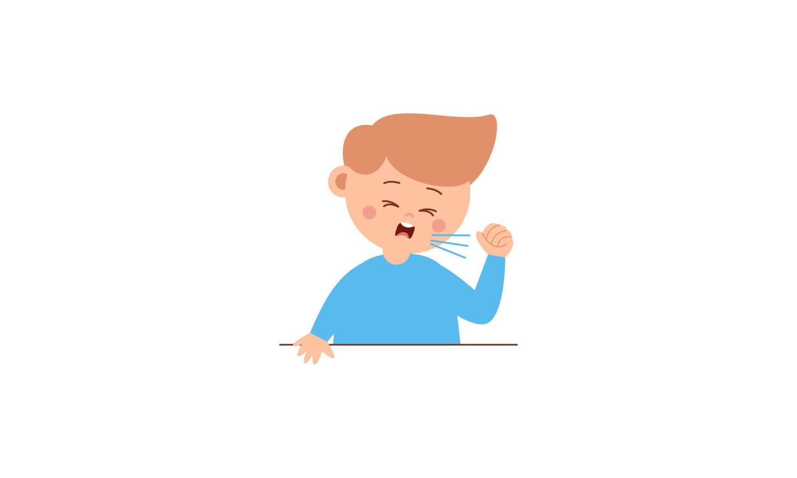 Kid character sneezing and coughing illustration vector