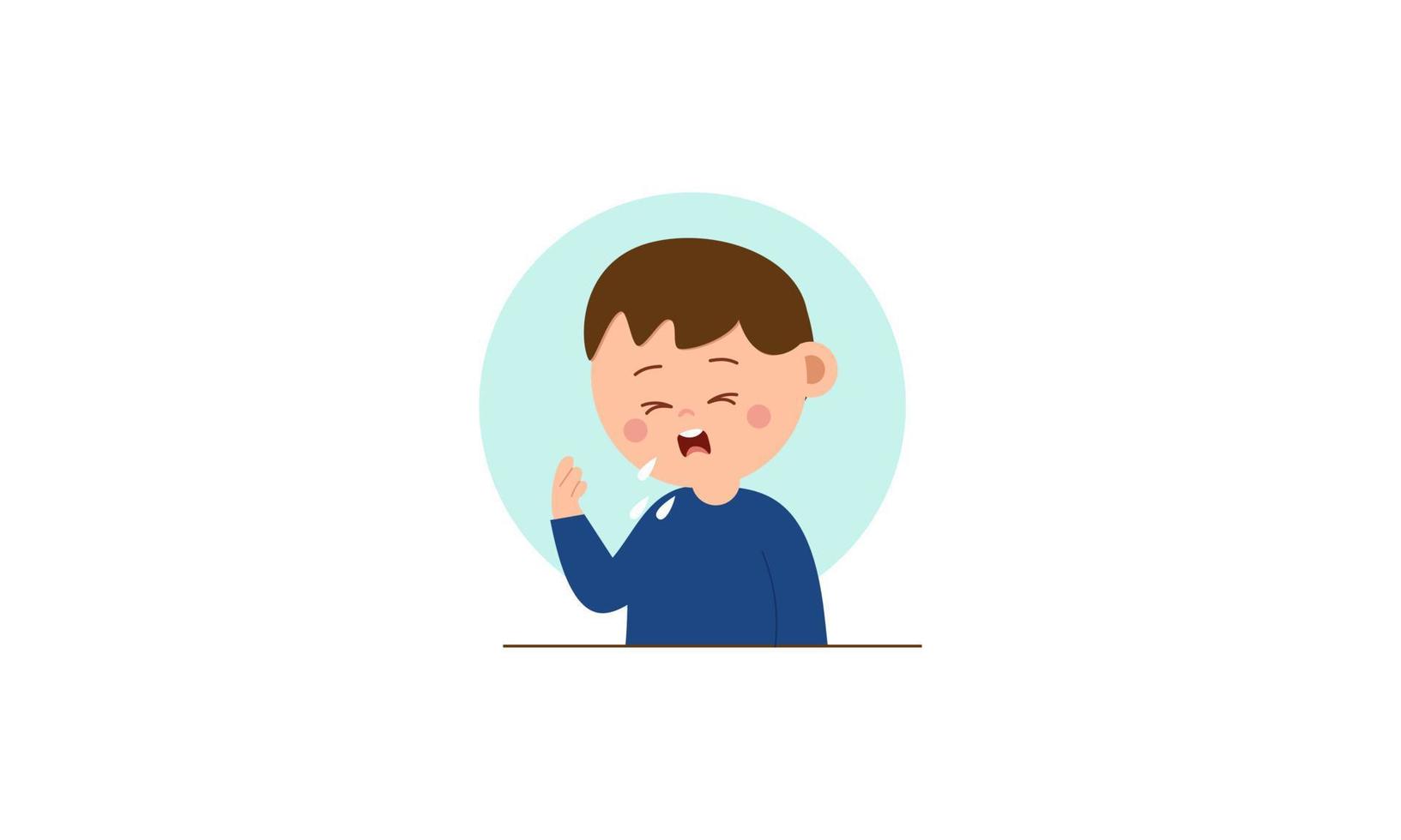 Kid character sneezing and coughing illustration vector