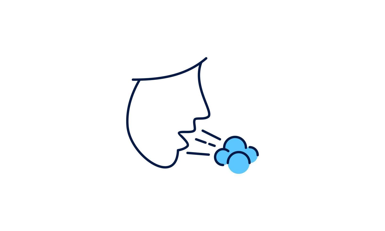 Allergy symptoms line icon. Infectious diseases, colds, flu, cough logo vector