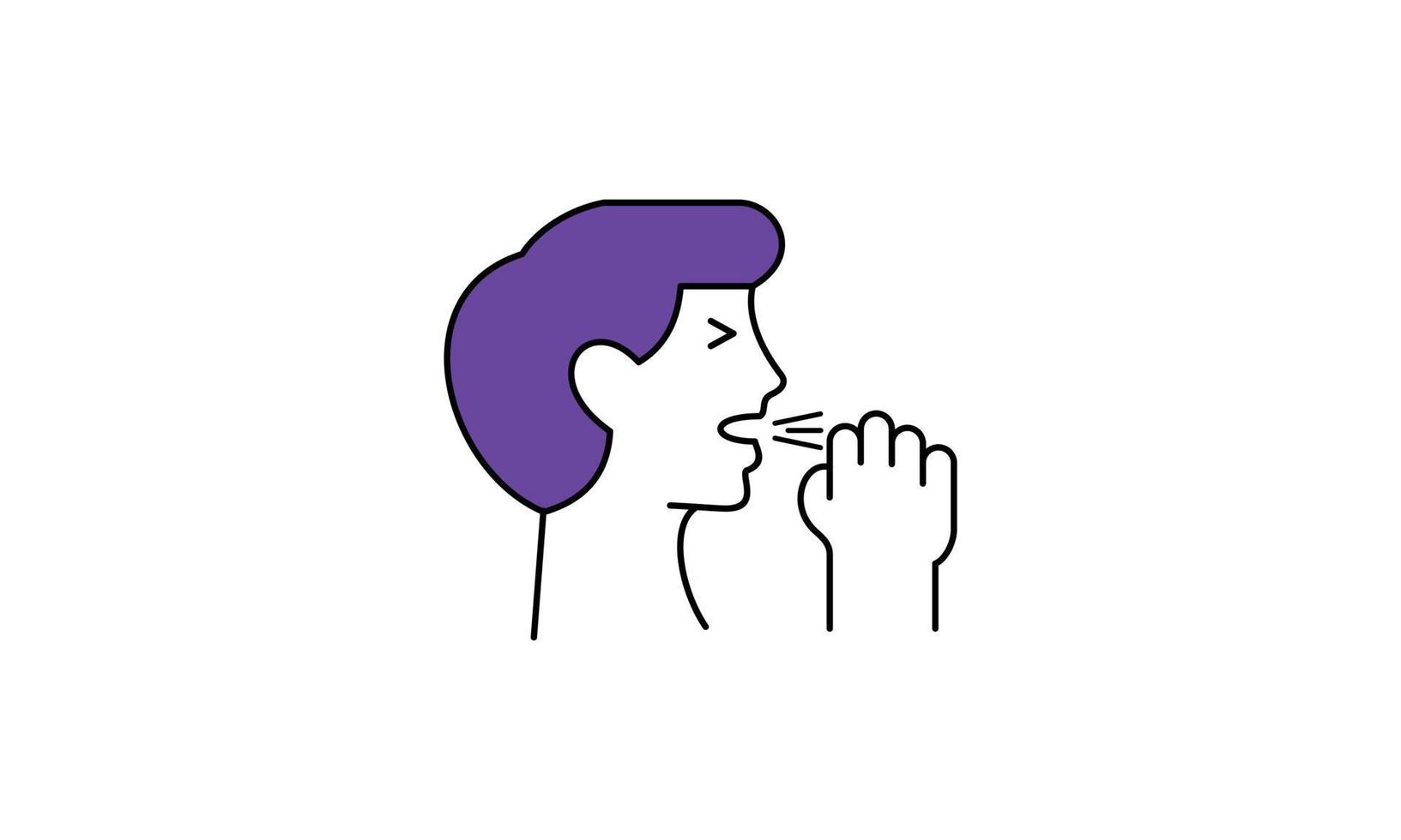 Allergy symptoms line icon. Infectious diseases, colds, flu, cough logo vector