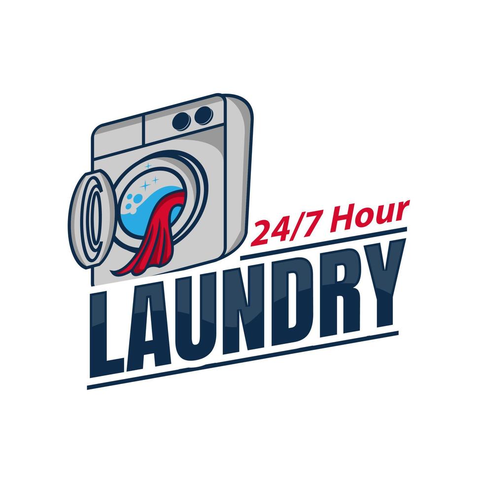 etiqueta y logotipo de lavandería, lavadora, lavadora, bueno para el logotipo comercial. ilustración vectorial vector