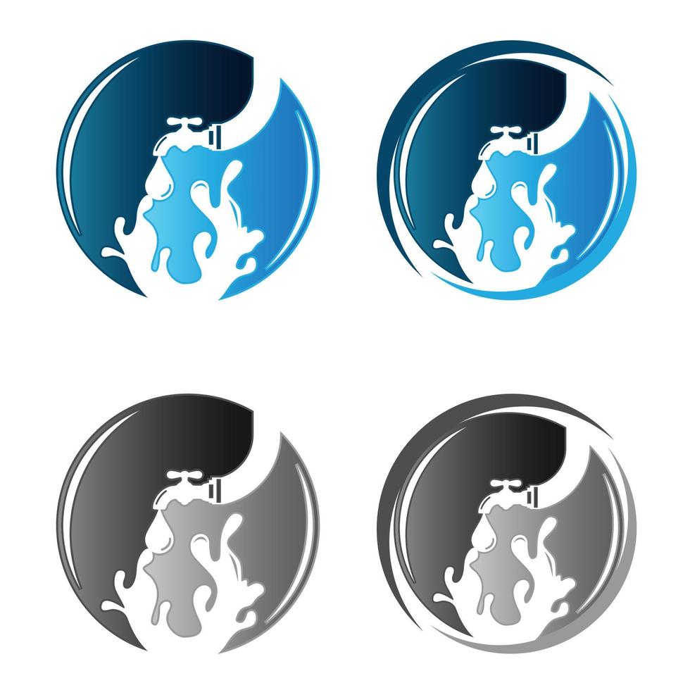 Eco plumbing company logo vector concept. Negative space style logo design