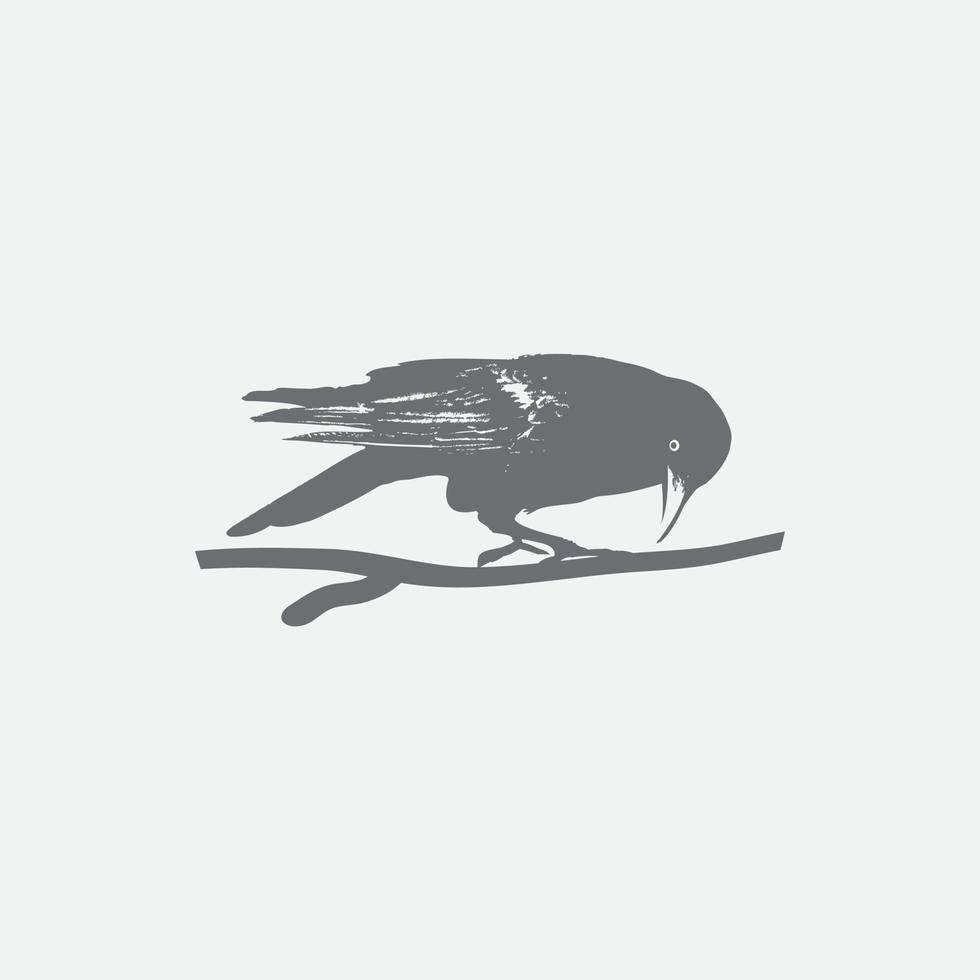 Crow icon isolated on white background. Crow vector logo