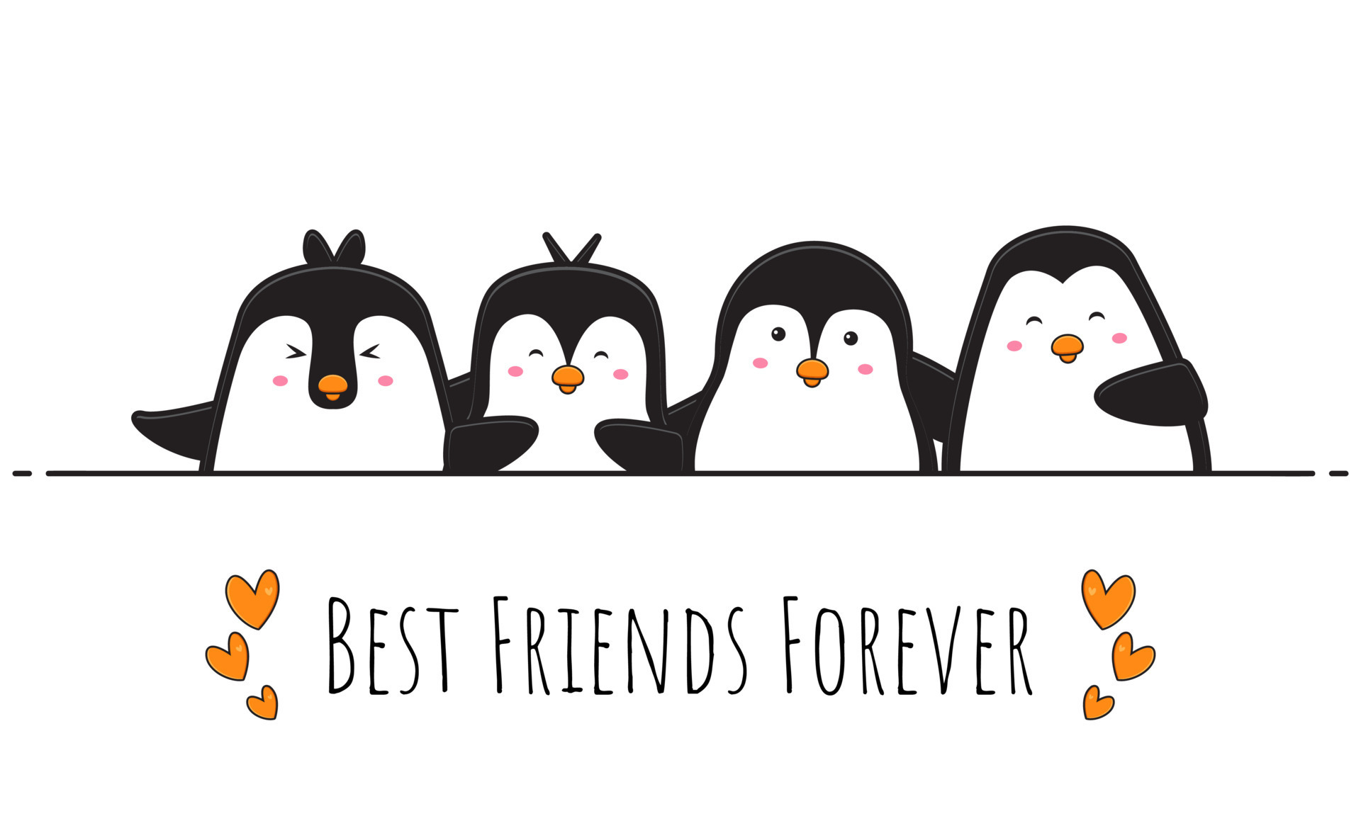 Cute penguin best friends forever doodle banner background wallpaper icon  cartoon illustratio 19599865 Vector Art at Vecteezy