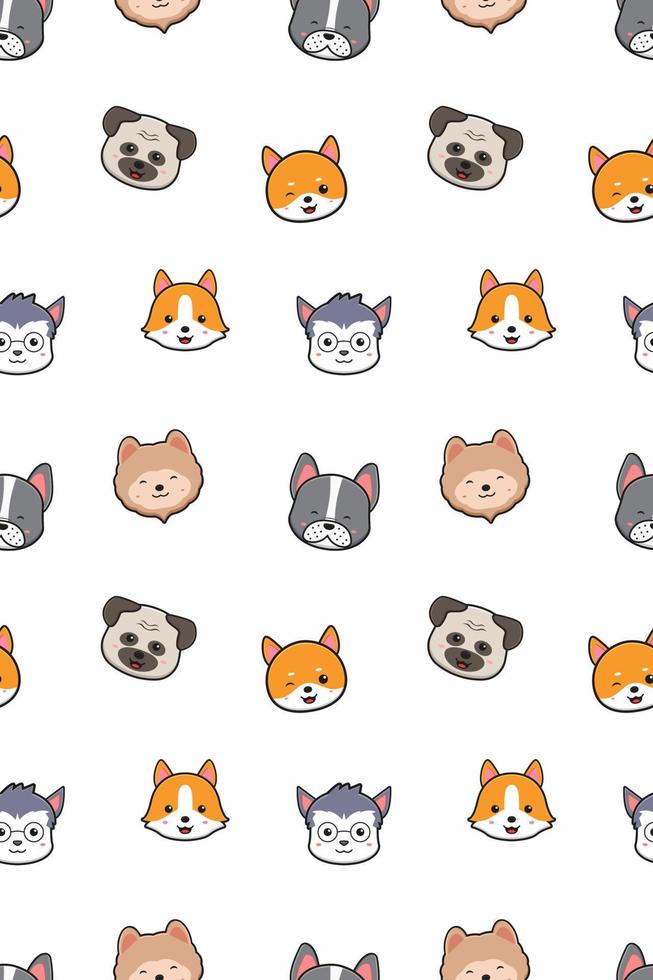 Cute adorable dog mascot icon cartoon doodle seamless pattern background illustration vector