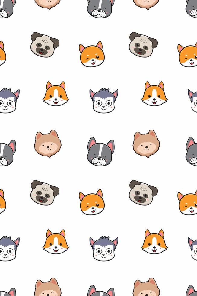 Cute adorable dog mascot icon cartoon doodle seamless pattern ...