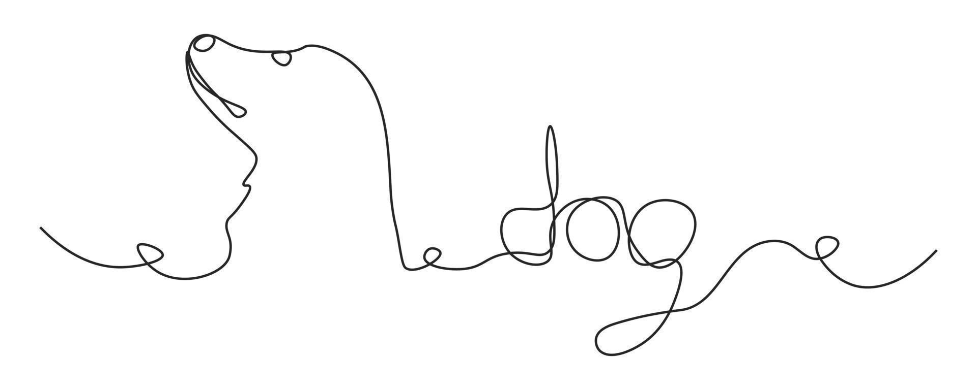 Dog drawing vector single one line art style