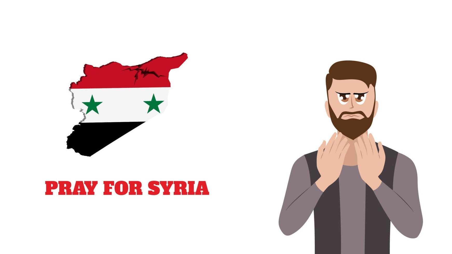 reza por siria, un hombre rezando ilustración vectorial. vector
