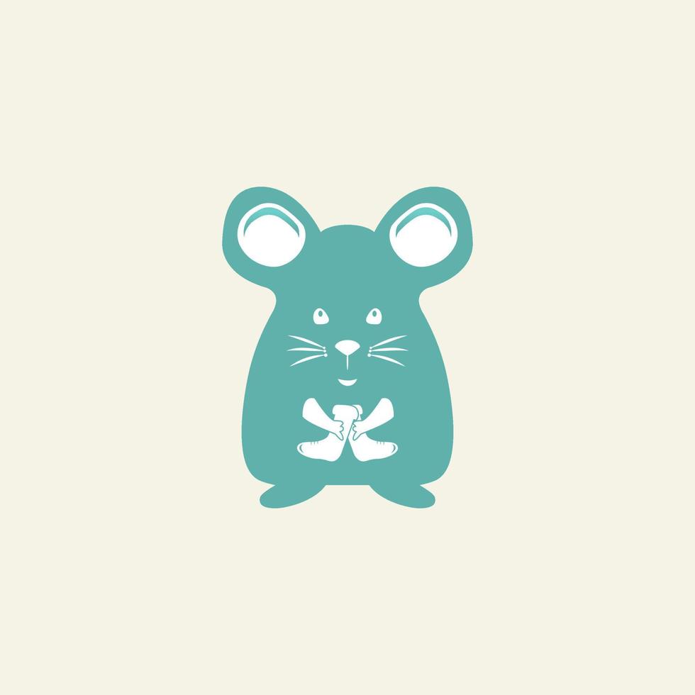Mouse Logo design vector template negative space style. Rat Logotype Cartoon concept icon.