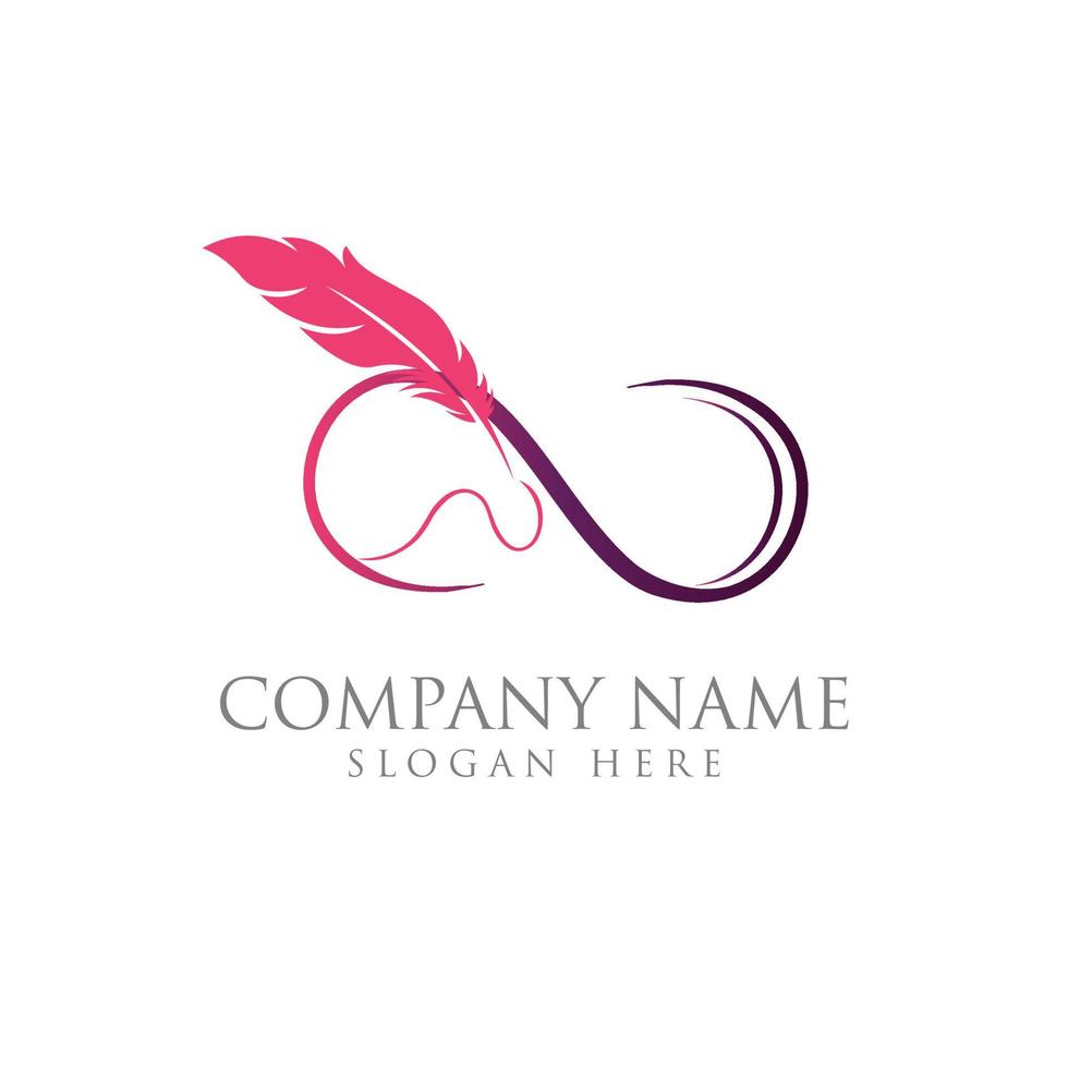 Light logo lettering with image of gradient feather vector