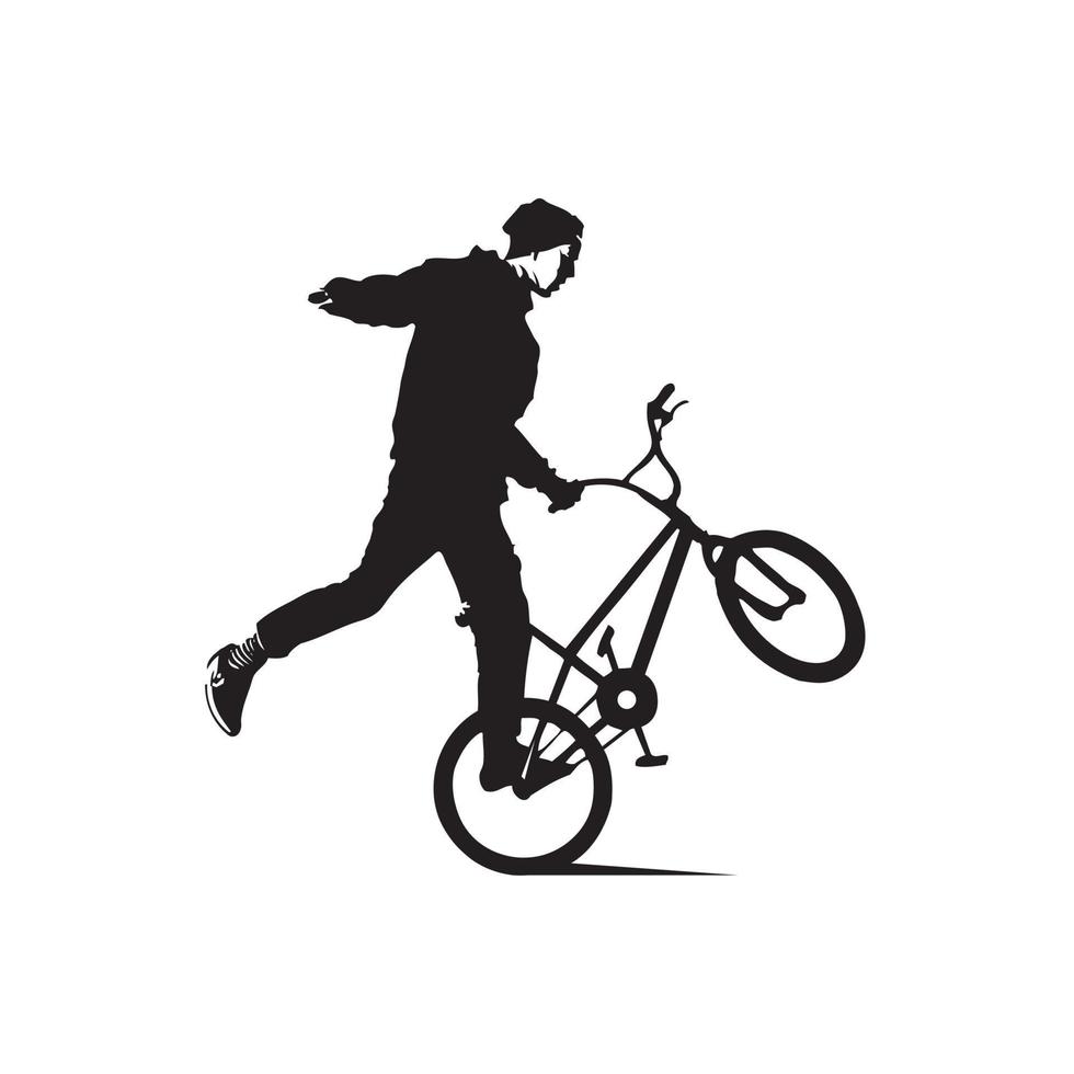 Abstract silhouette of a bmx rider on the white background from particles vector