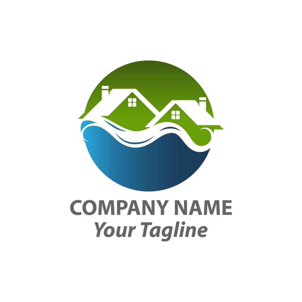 Real Estate and River House Logo Vector