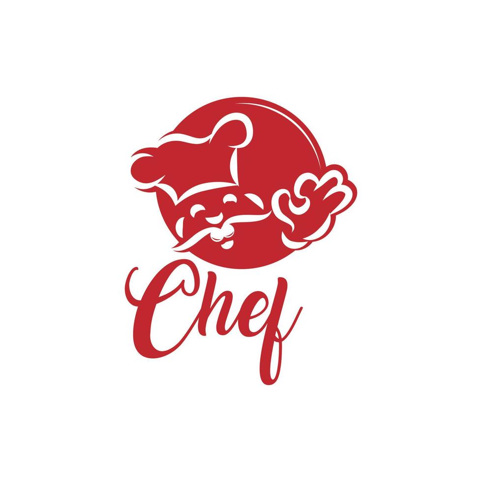 Menu symbol with chef and hand. Black vector illustration