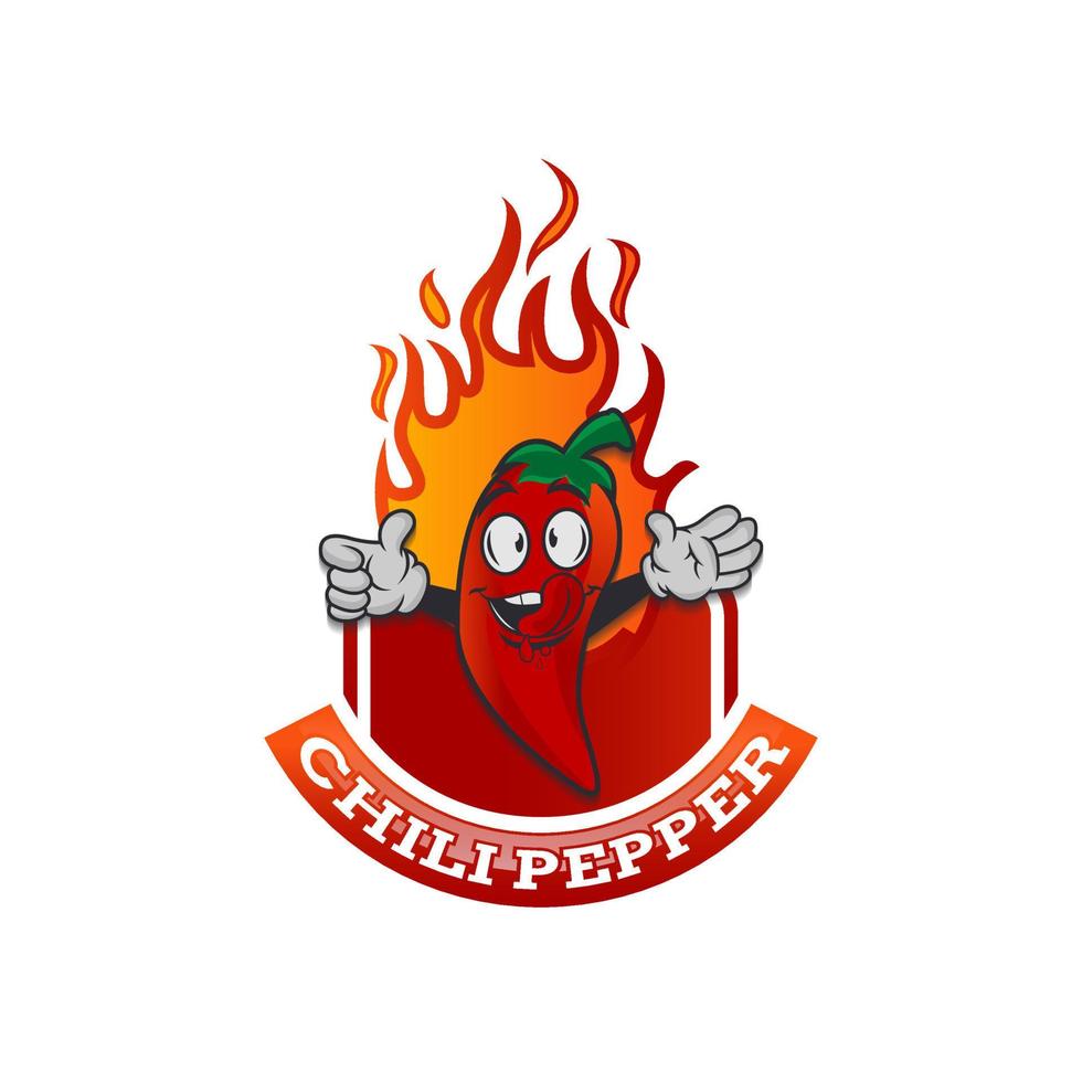 Red Hot Chili Pepper Character With Burning Flames Illustration of a funny cartoon red hot chili pepper spice, with burning flames for mexican and south american food recipe vector