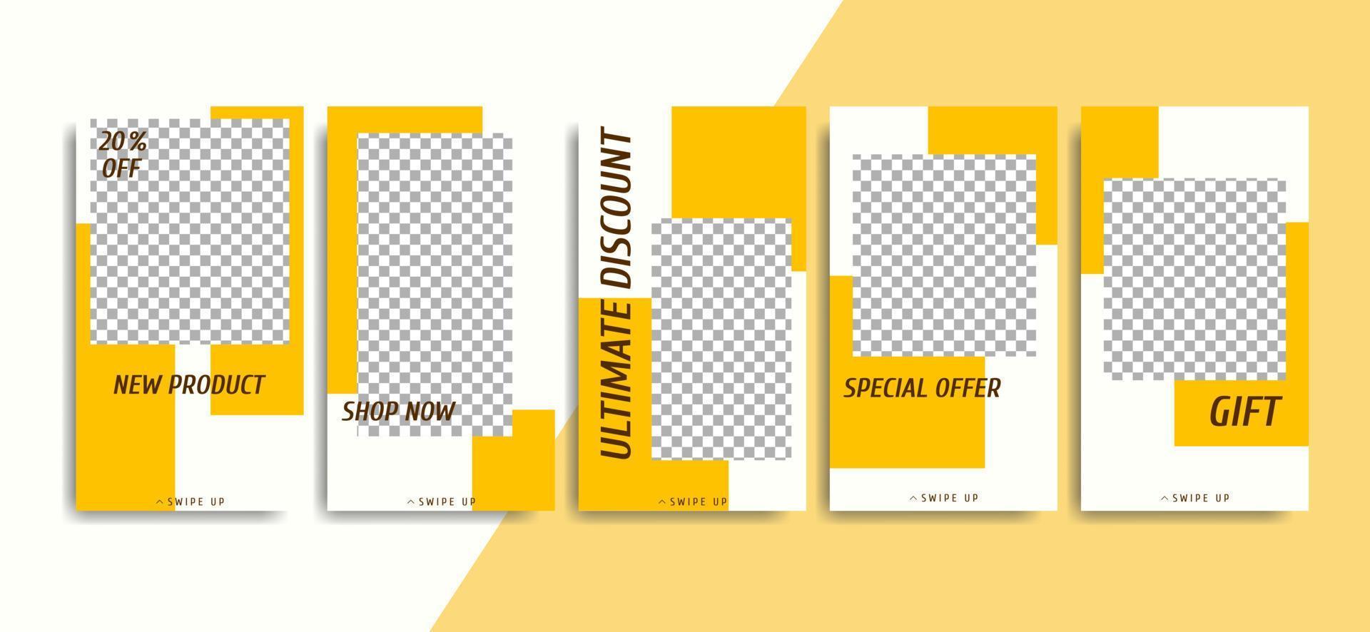 Trendy editable template for social media story, selling your product, vector illustration. Social media background design in yellow tones.
