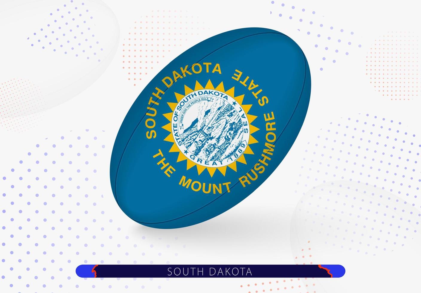 Rugby ball with the flag of South Dakota on it. Equipment for rugby team of South Dakota. vector