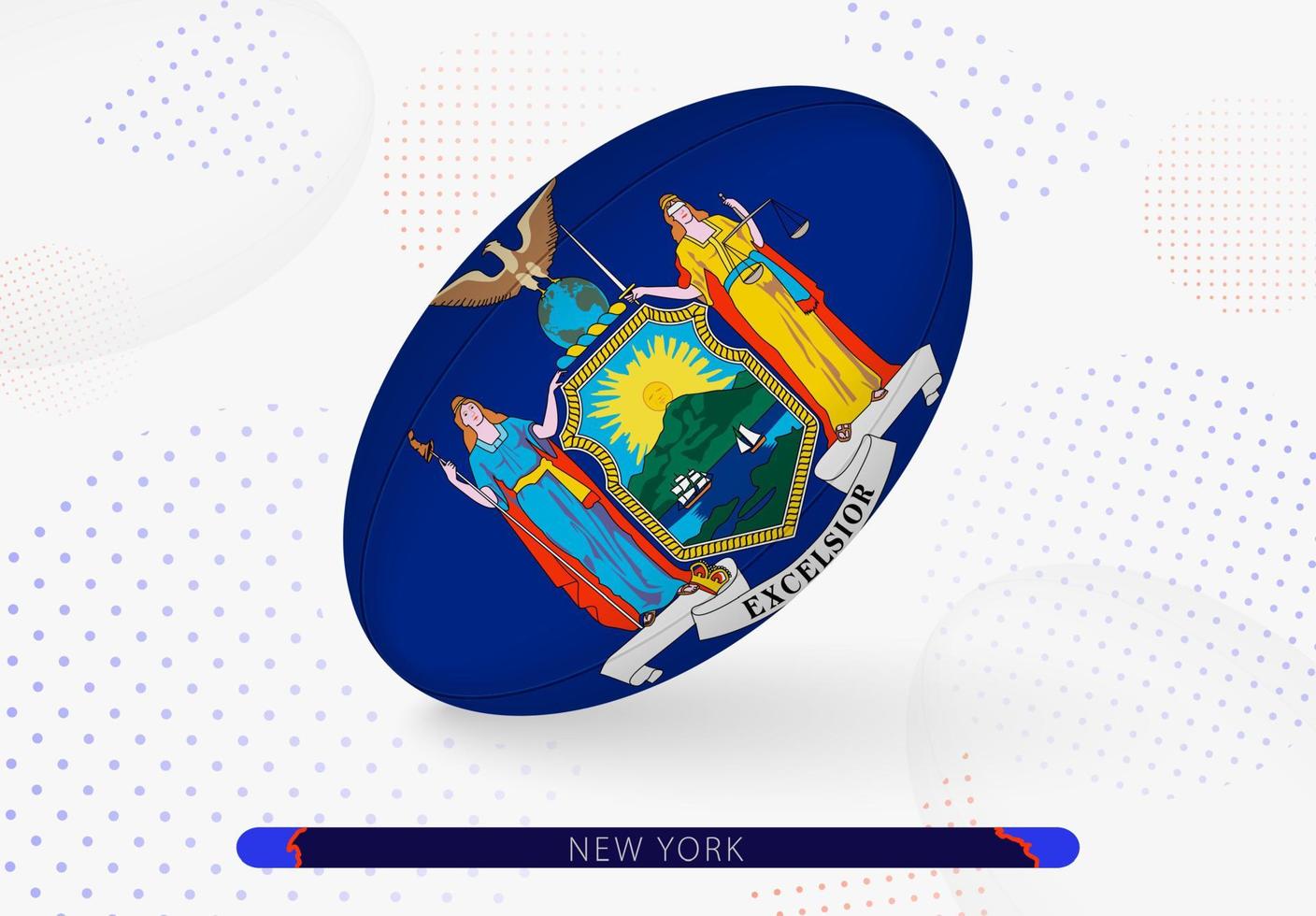 Rugby ball with the flag of New York on it. Equipment for rugby team of New York. vector