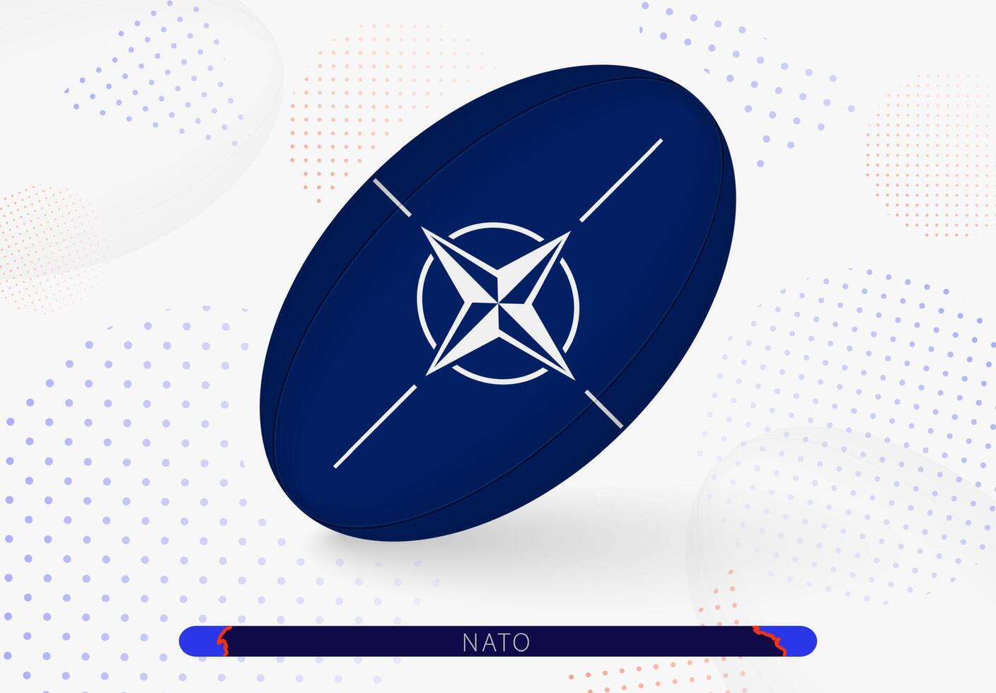 Rugby ball with the flag of Nato on it. Equipment for rugby team of Nato. vector