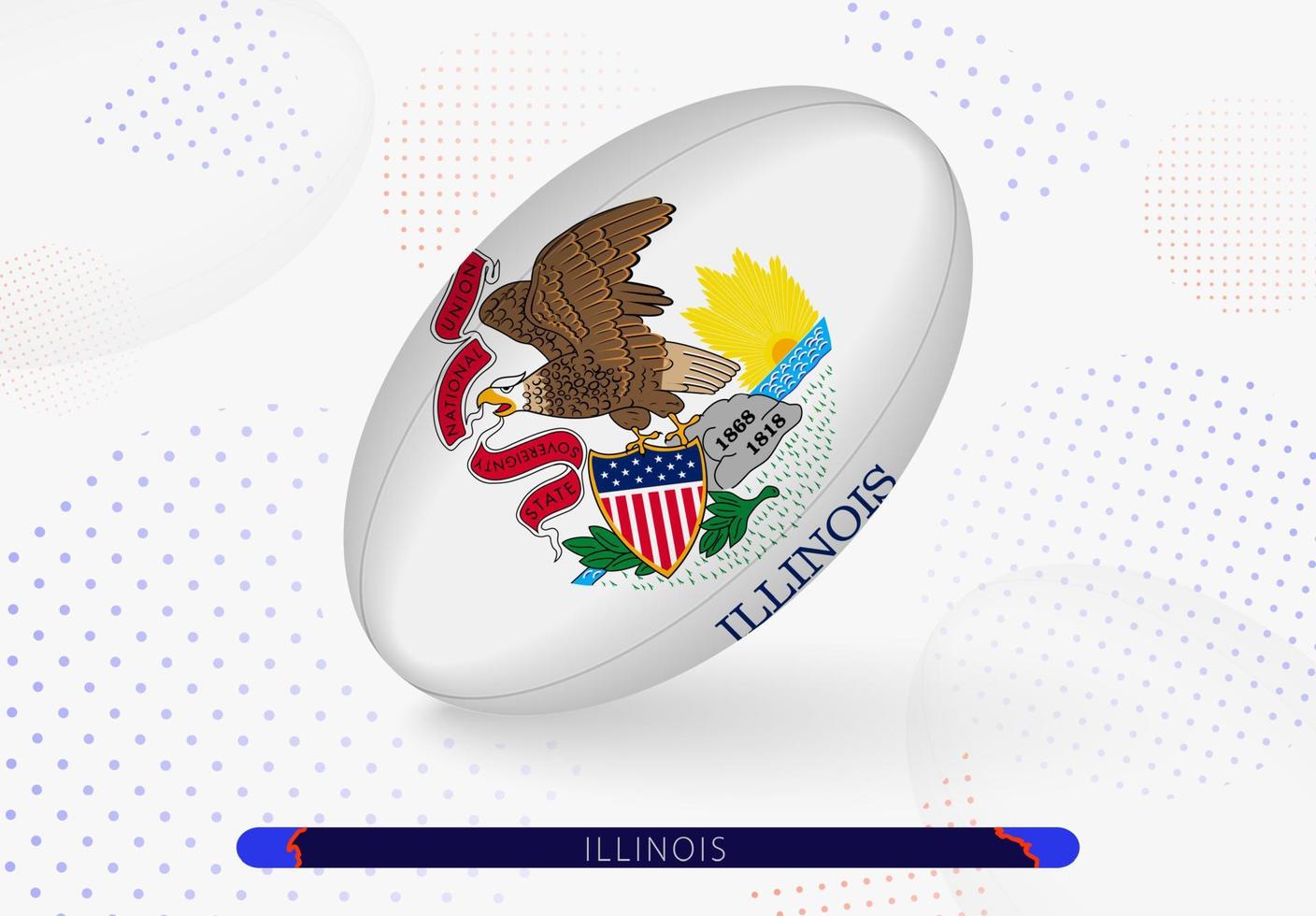 Rugby ball with the flag of Illinois on it. Equipment for rugby team of Illinois. vector