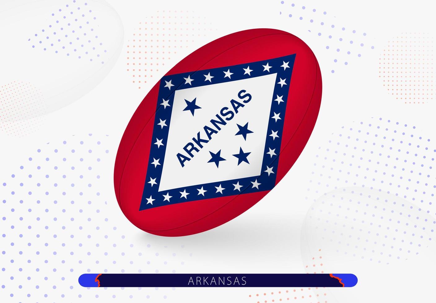 Rugby ball with the flag of Arkansas on it. Equipment for rugby team of Arkansas. vector