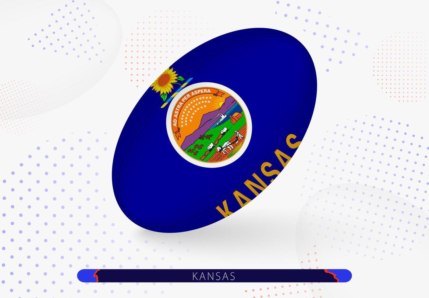 Rugby ball with the flag of Kansas on it. Equipment for rugby team of Kansas. vector