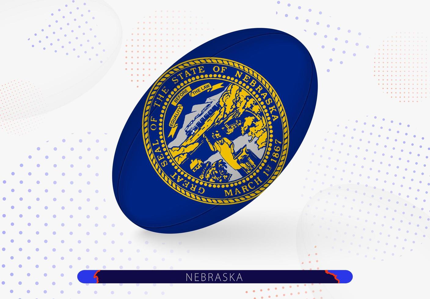 Rugby ball with the flag of Nebraska on it. Equipment for rugby team of Nebraska. vector