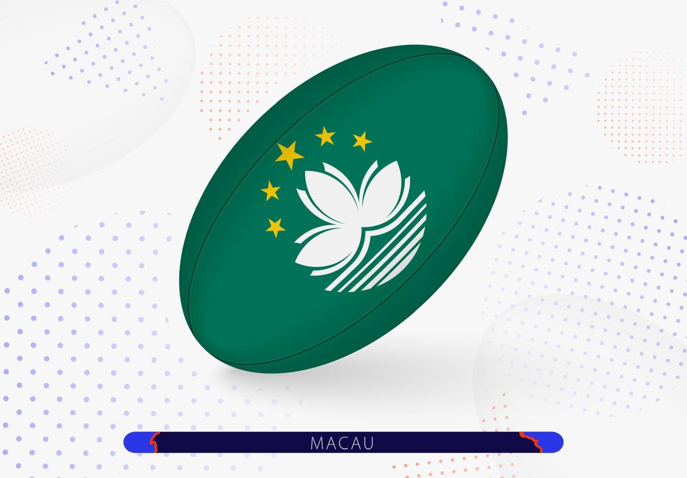 Rugby ball with the flag of Macau on it. Equipment for rugby team of Macau. vector