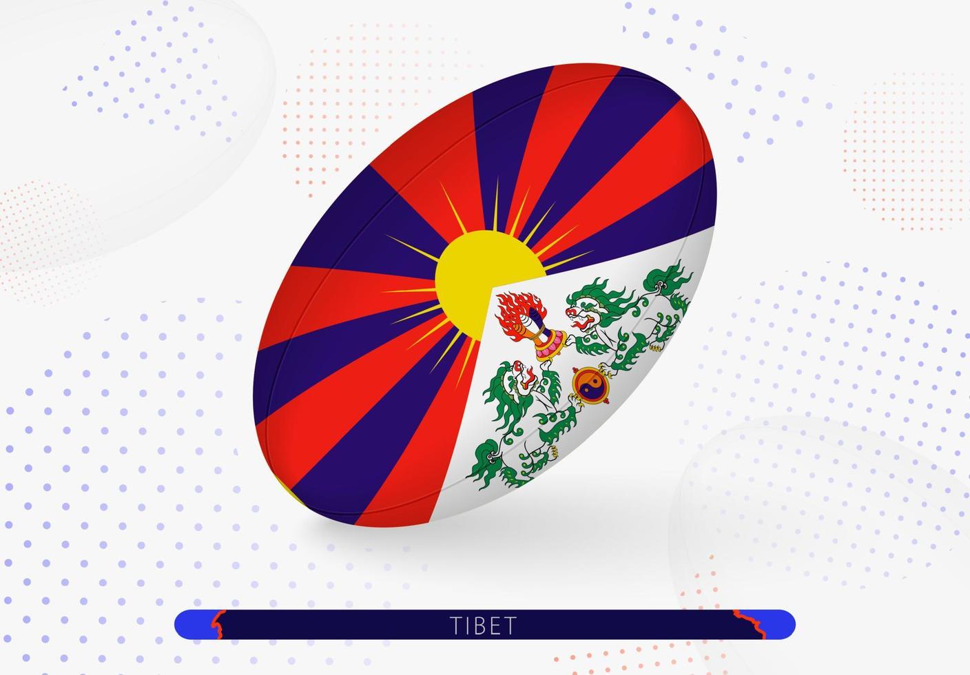 Rugby ball with the flag of Tibet on it. Equipment for rugby team of Tibet. vector