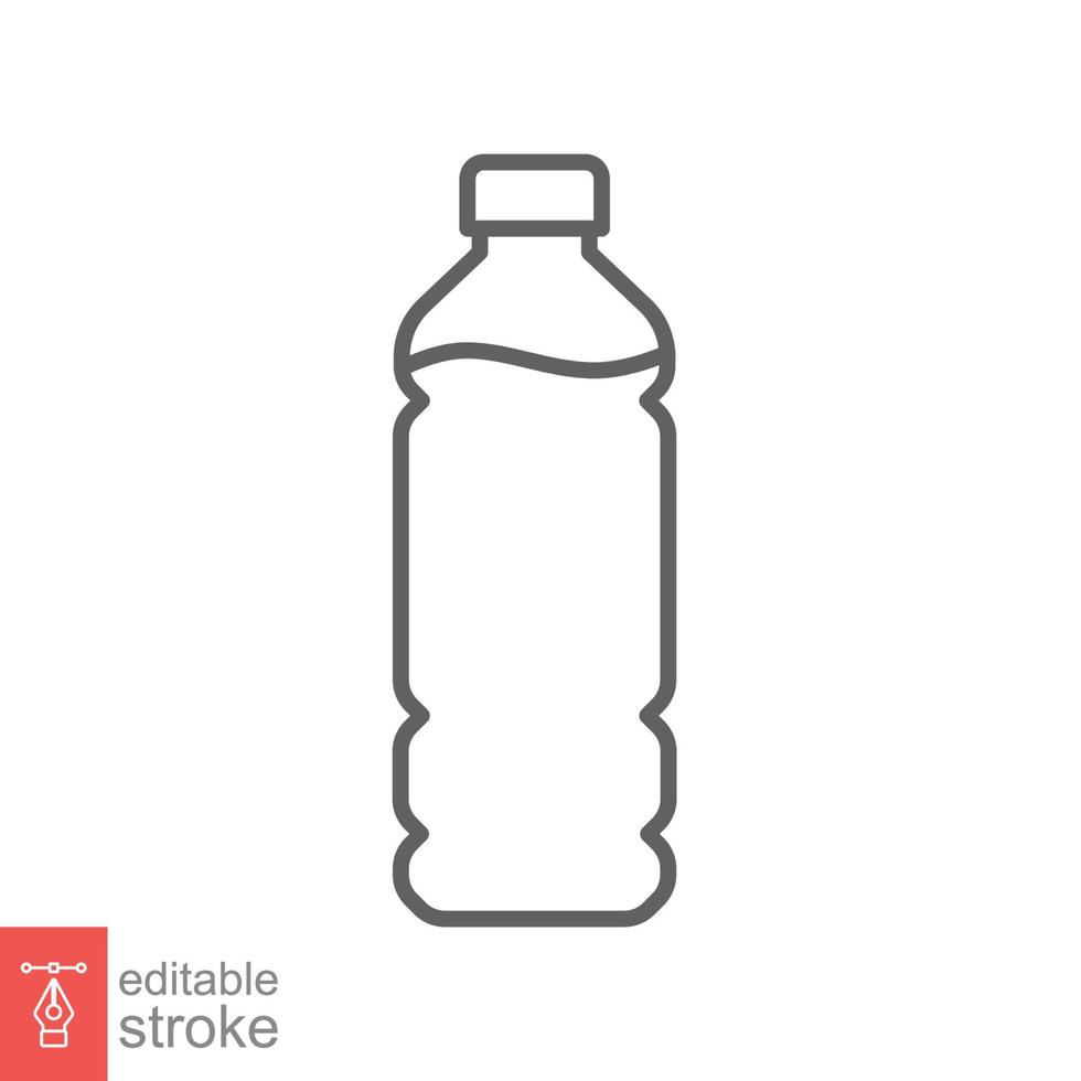 Water bottle line icon. Simple outline style. Plastic bottle, drink, mineral, soda, juice, food and beverage package concept. Vector illustration isolated on white background. Editable stroke EPS 10.