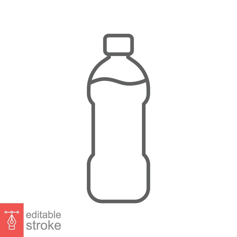 Water bottle line icon. Simple outline style. Plastic bottle, drink, mineral, soda, juice, food and beverage package concept. Vector illustration isolated on white background. Editable stroke EPS 10.