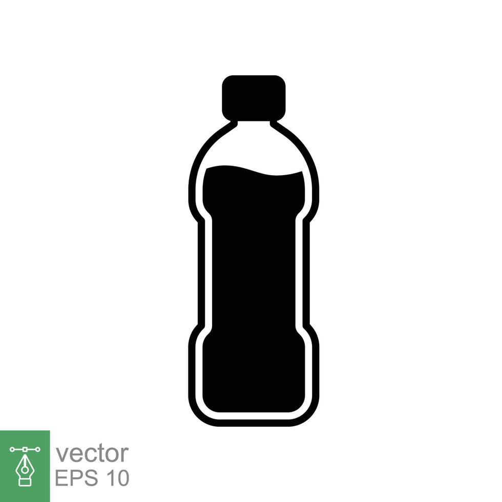 icono de línea sólida de botella de agua. estilo de glifo simple. botella de plástico, bebida, mineral, soda, jugo, concepto de paquete de alimentos y bebidas. ilustración vectorial aislado sobre fondo blanco. eps 10. vector